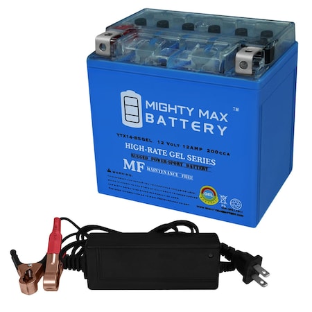 YTX14-BSGEL Replaces Triumph 1050 Sprint GT 11-16 With 12V 2Amp Charger